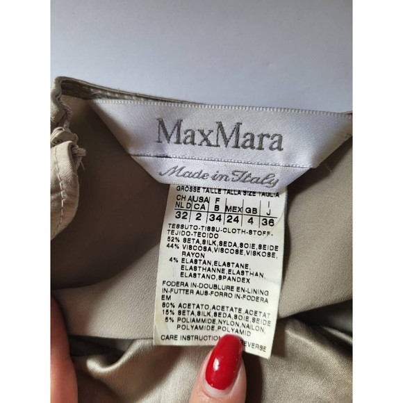 MAXMARA Womens A Line Dress Beige Black Color Block Jewel Neck Cap Sleev… - Picture 4 of 5
